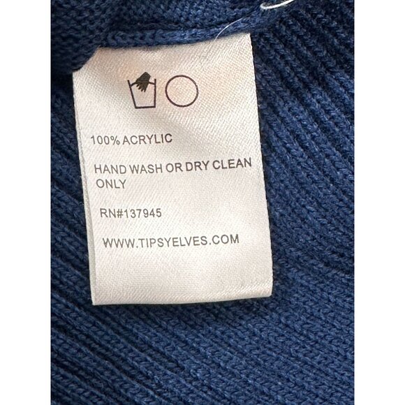 Tipsy Elves Blue Mini Sweater Dress With Gold Sequin Snowflakes Size XS NWT - Picture 13 of 16